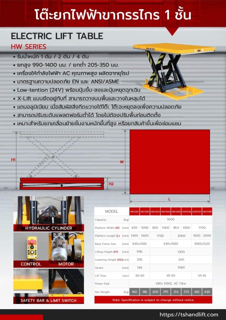 Catalog electric lift table hw series pdf