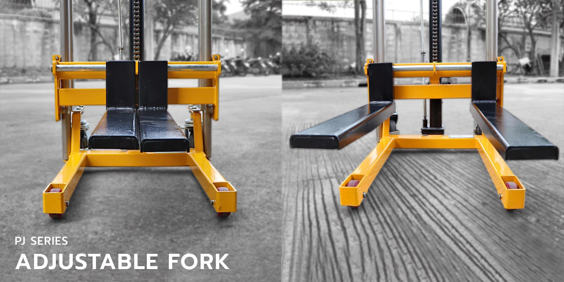 4. Fork type stacker adjustable fork pj series
