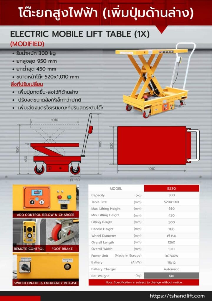 Catalog modified electric mobile lift table 1x add control below pdf